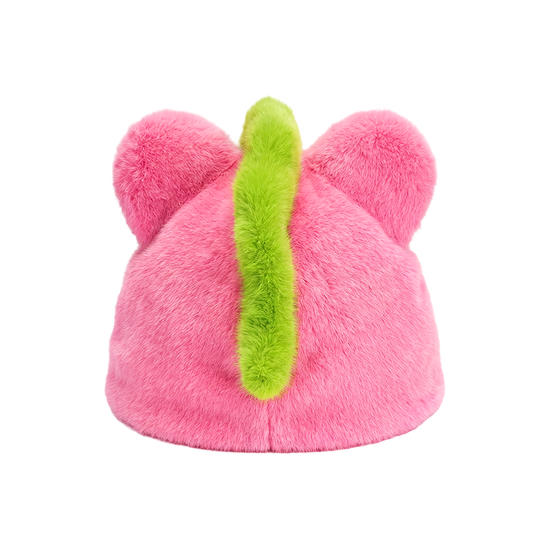 Rosea unicornis cum viridi-iuba petasum